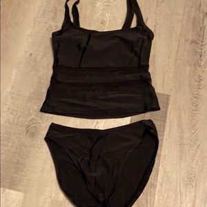 VTG black mesh tankini